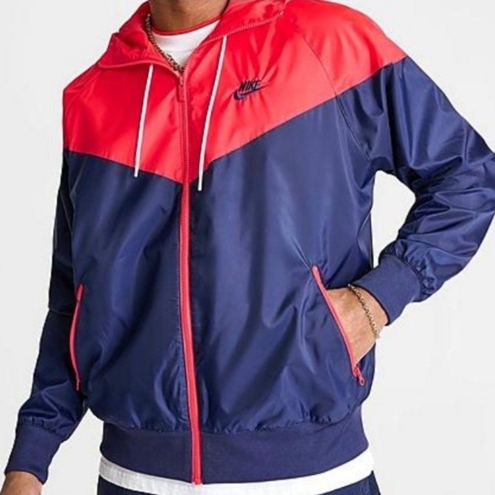 Nike Men's Vibrant Red and Navy Windbreaker